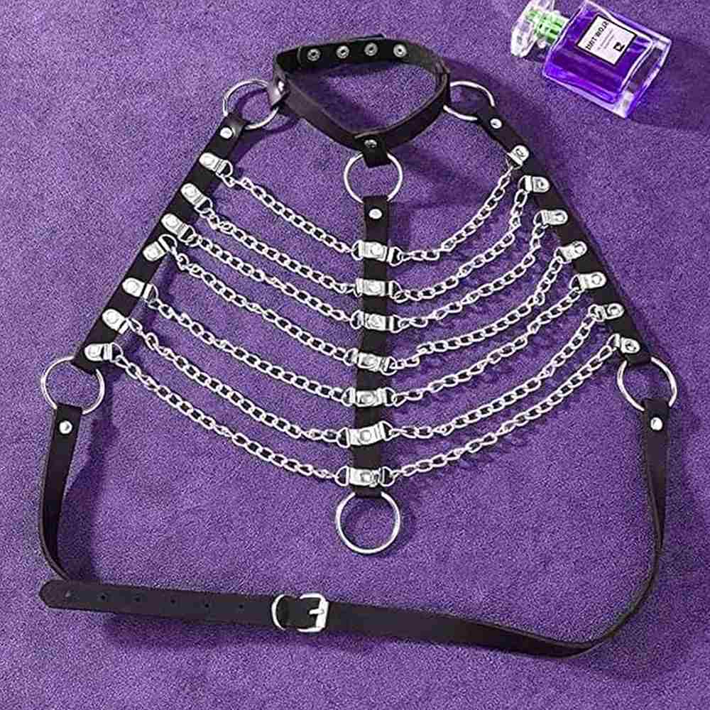 Zac's Alter Ego - PU Choker & Chain Top Harness Harness